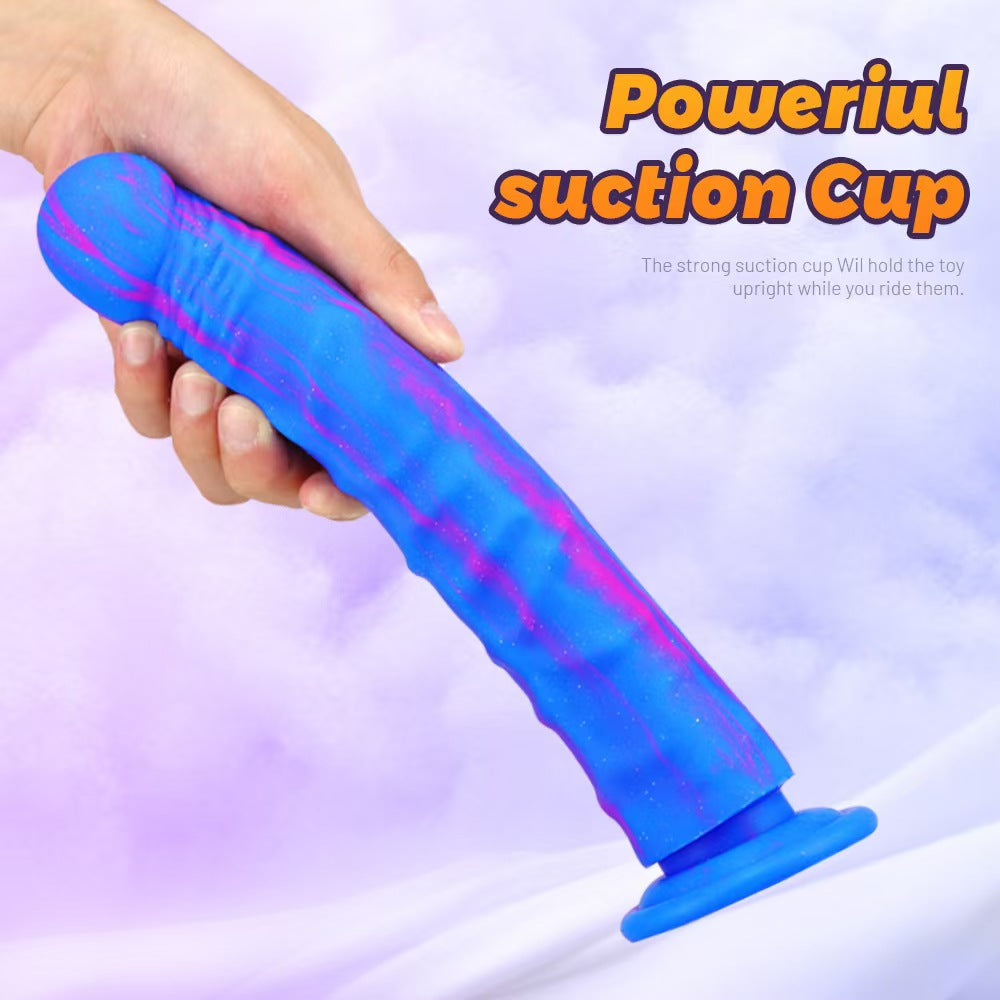 9 Inch Suction Cup Blue Silicone Dildo