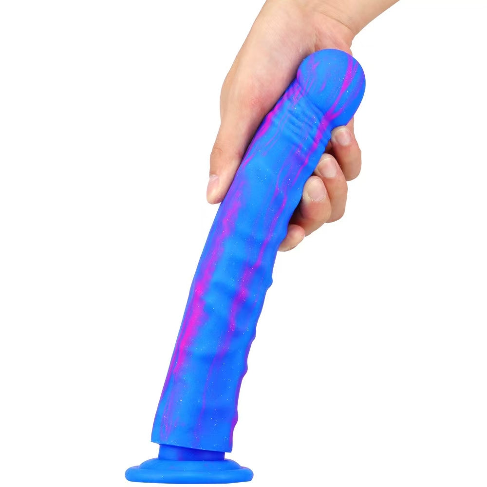 9 Inch Suction Cup Blue Silicone Dildo