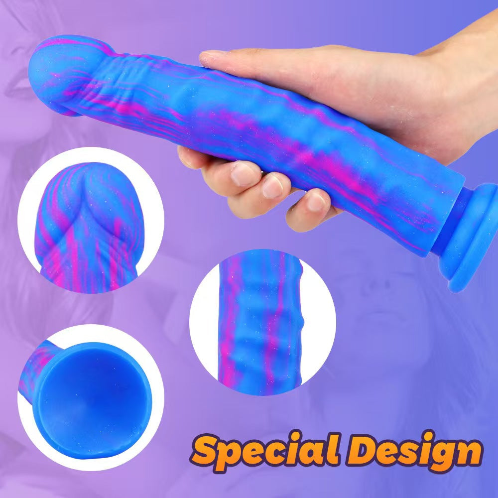 9 Inch Suction Cup Blue Silicone Dildo