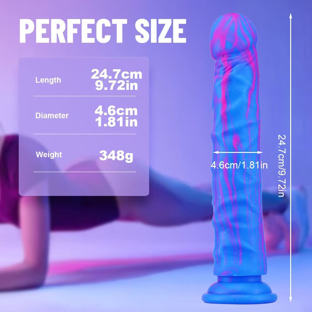 9 Inch Suction Cup Blue Silicone Dildo