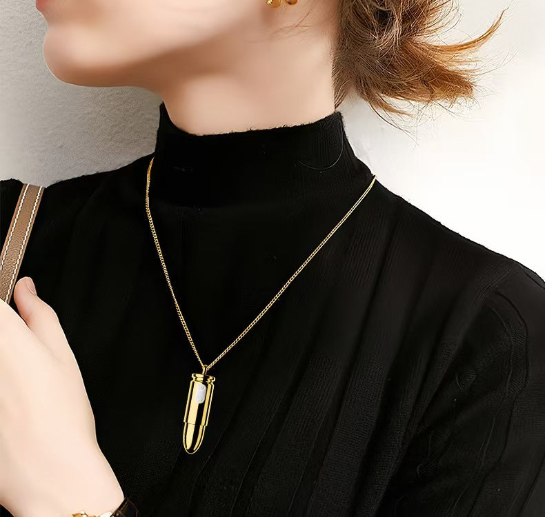 Silver Necklace Hidden Wear Bullet Vibrator