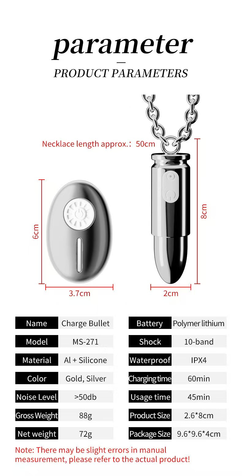Silver Necklace Hidden Wear Bullet Vibrator