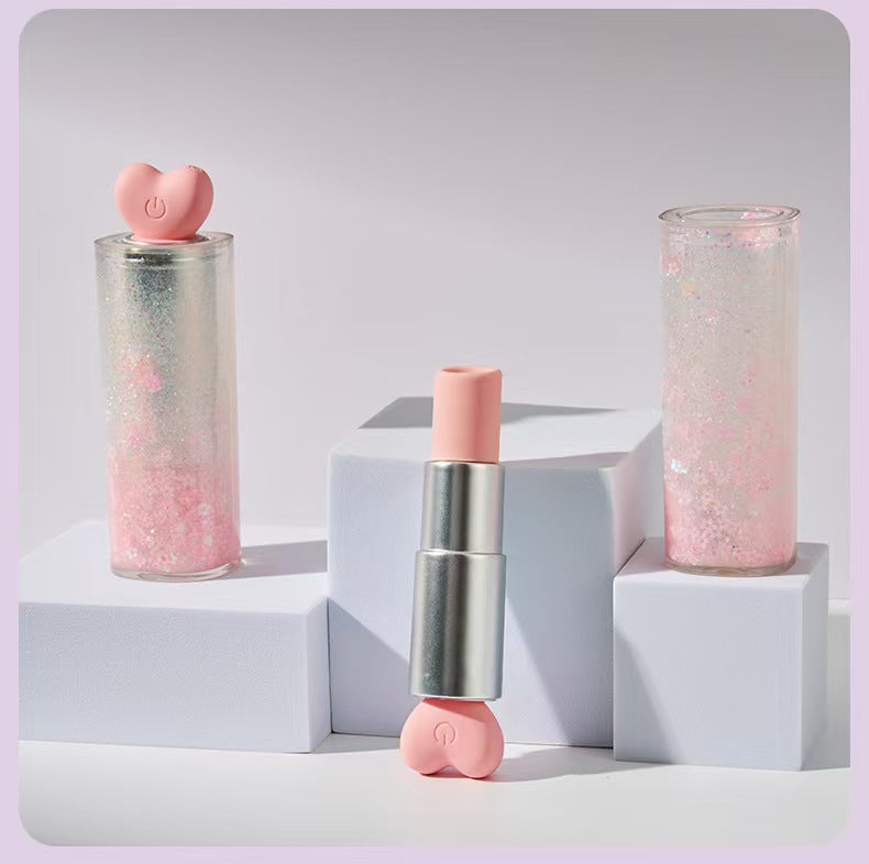 Pink Glitter Lipstick Shape Clitoris Vibrator