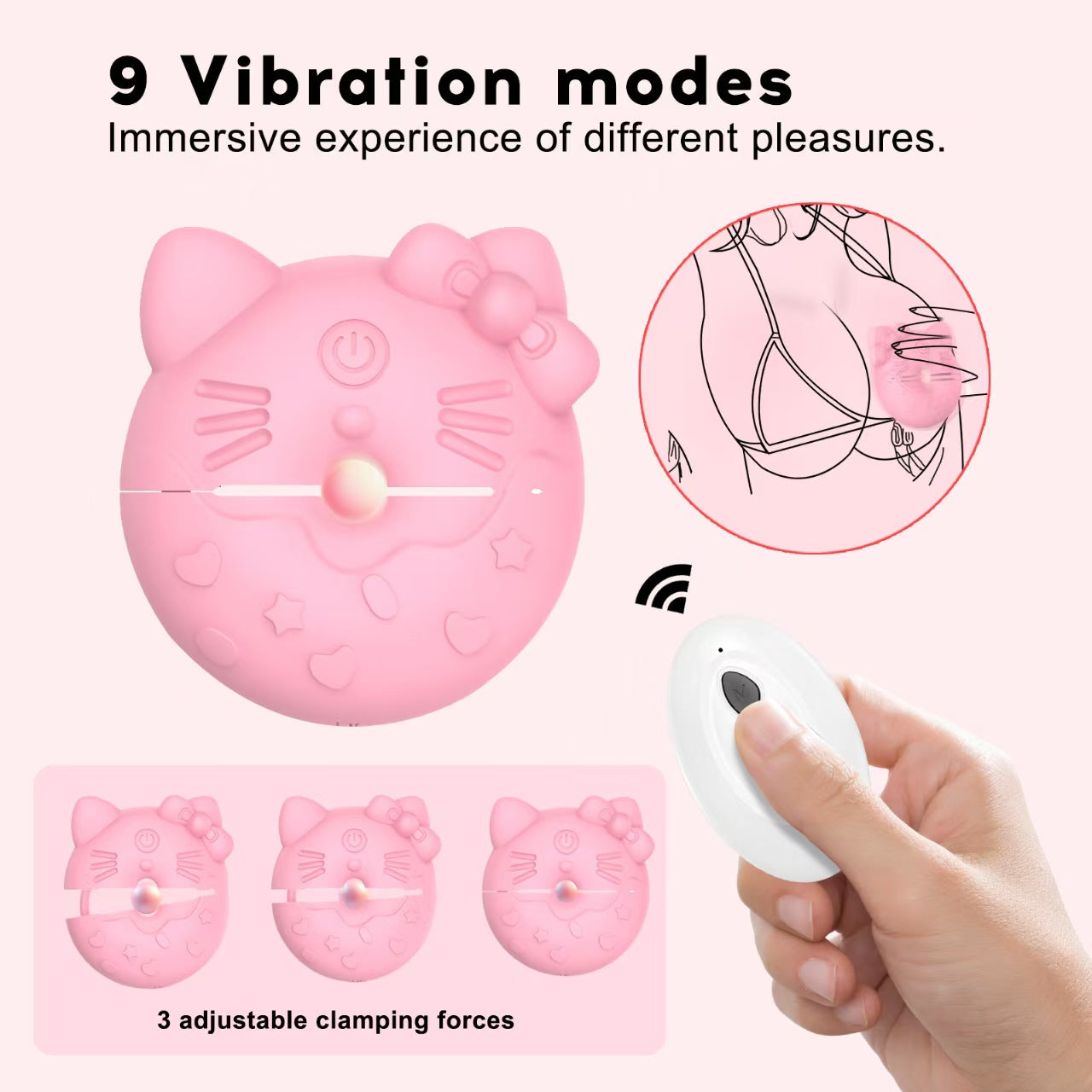 Hello Kitty Pink Nipple Clamp Vibrator Sex Toy