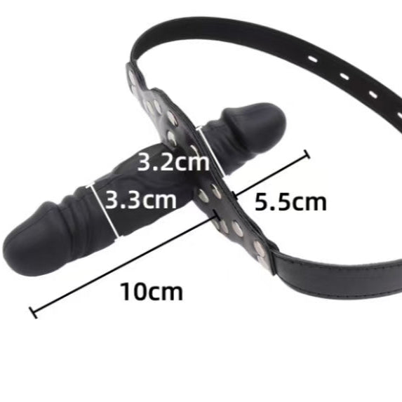 Black Leather Strap Face Dildo Gag