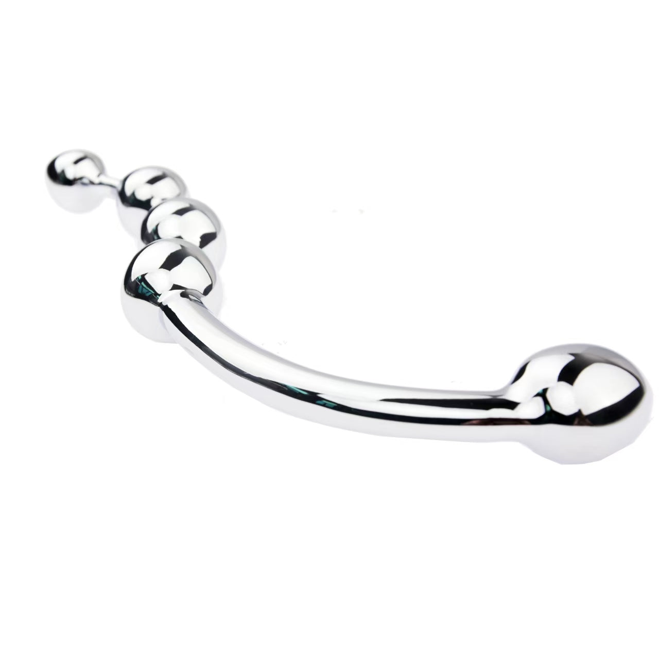 Stainless Steel Anal Pull Beads Curved Metal Dildo