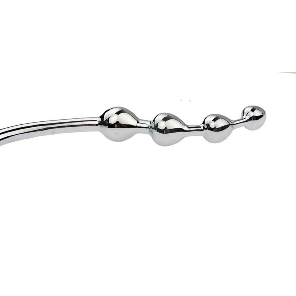 Stainless Steel Anal Pull Beads Curved Metal Dildo