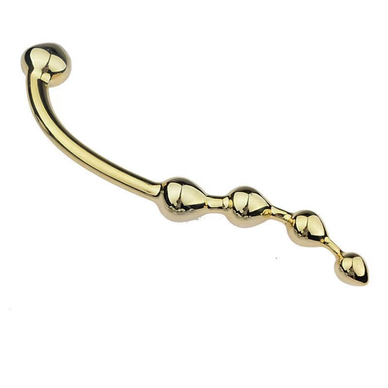 Stainless Steel Anal Pull Beads Curved Metal Dildo
