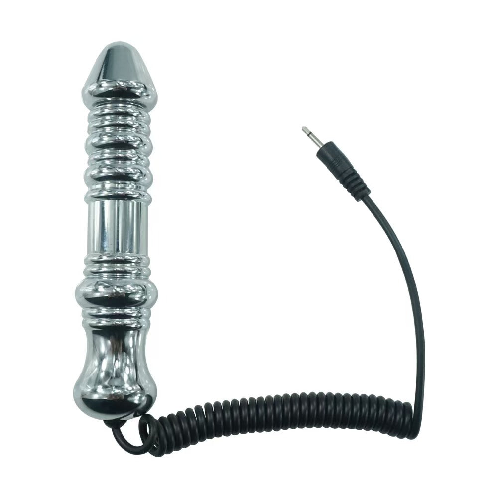 Aluminum Alloy Electric Shock Threaded Metal Dildo