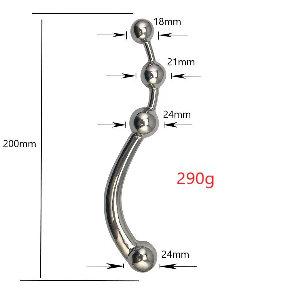 7 Inch Curved Beaded Metal Dildo