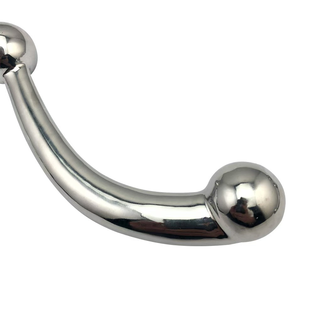 7 Inch Curved Beaded Metal Dildo