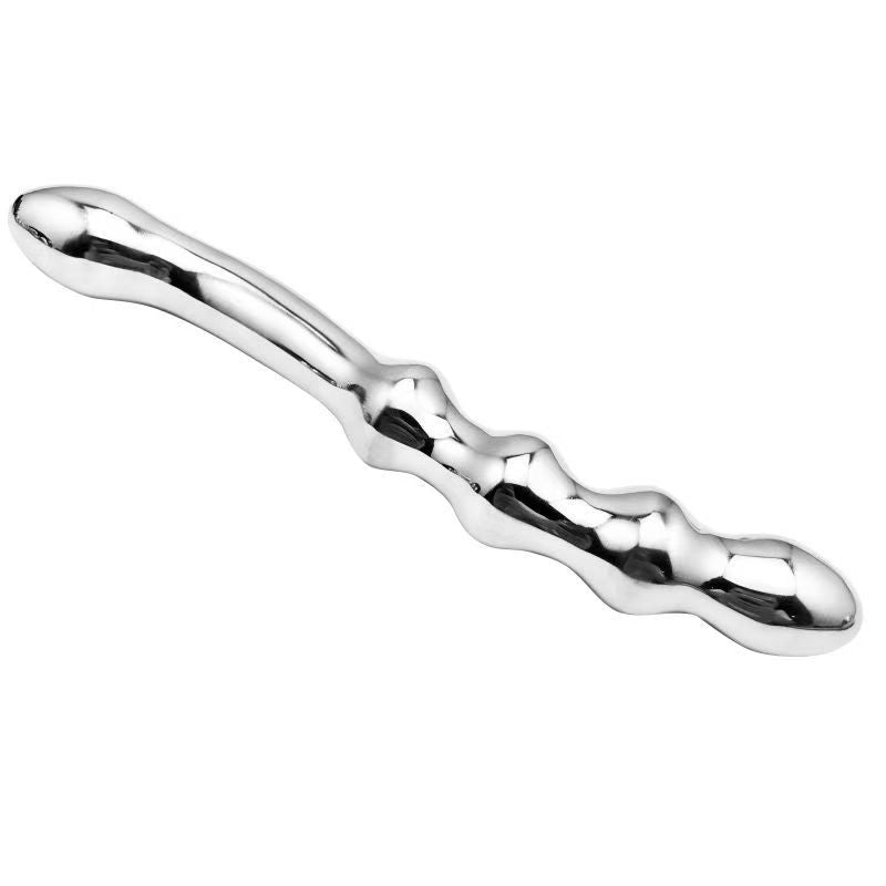 S Shaped Curved Beaded Stainless Steel Metal Dildo