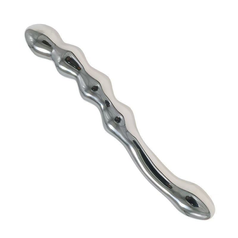8 Inch Beaded Stretched Metal Dildo