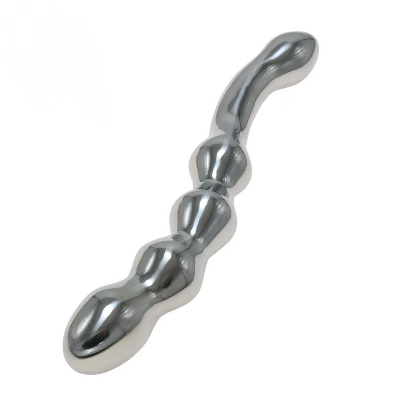 8 Inch Beaded Stretched Metal Dildo