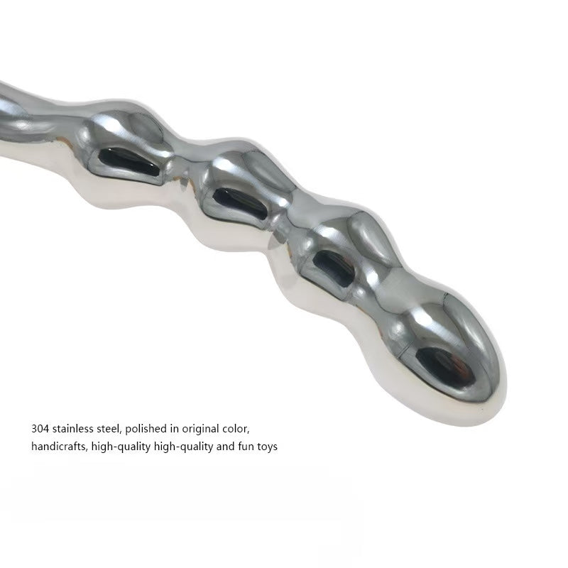 8 Inch Beaded Stretched Metal Dildo