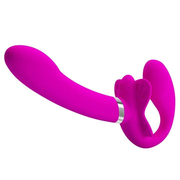 Pink Silicone 7 inch Vibrating Strapless Strapon