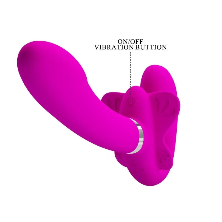 Pink Silicone 7 inch Vibrating Strapless Strapon