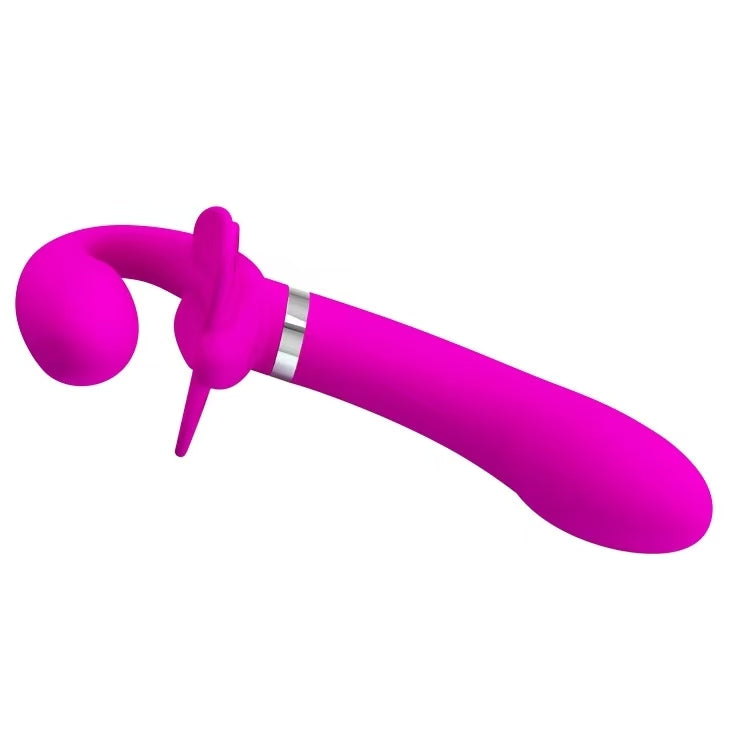 Pink Silicone 7 inch Vibrating Strapless Strapon