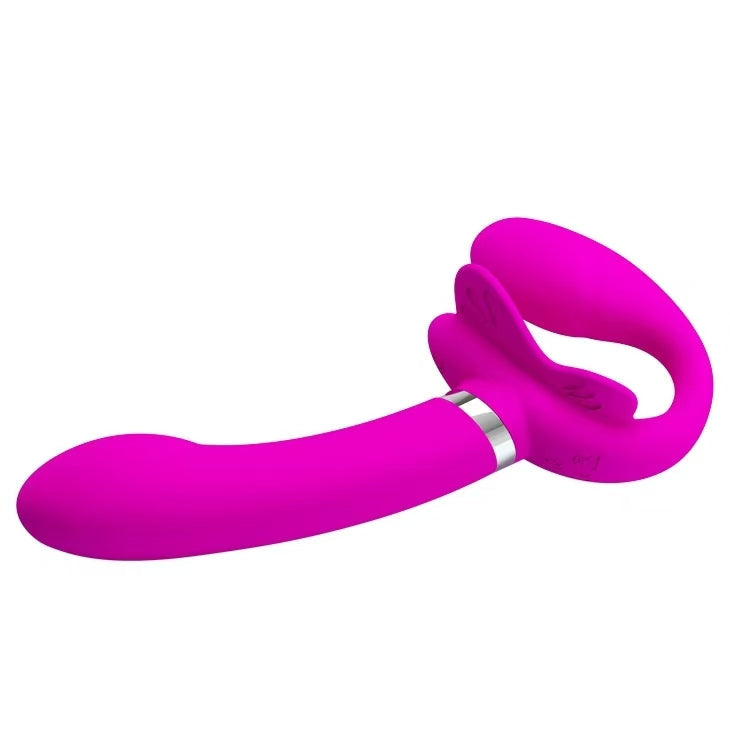 Pink Silicone 7 inch Vibrating Strapless Strapon