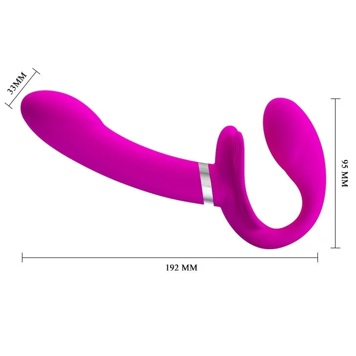 Pink Silicone 7 inch Vibrating Strapless Strapon