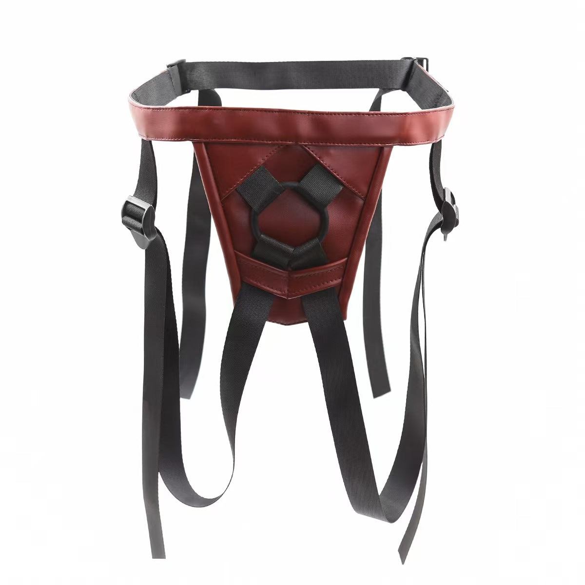 Dark Red Adjustable Binding Strap On Harness
