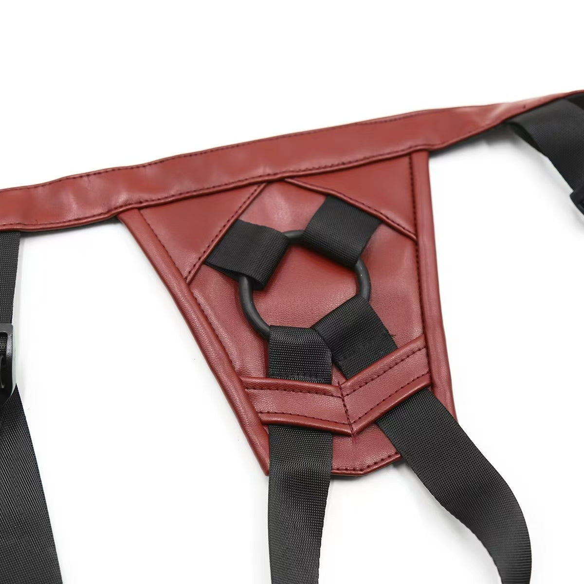Dark Red Adjustable Binding Strap On Harness