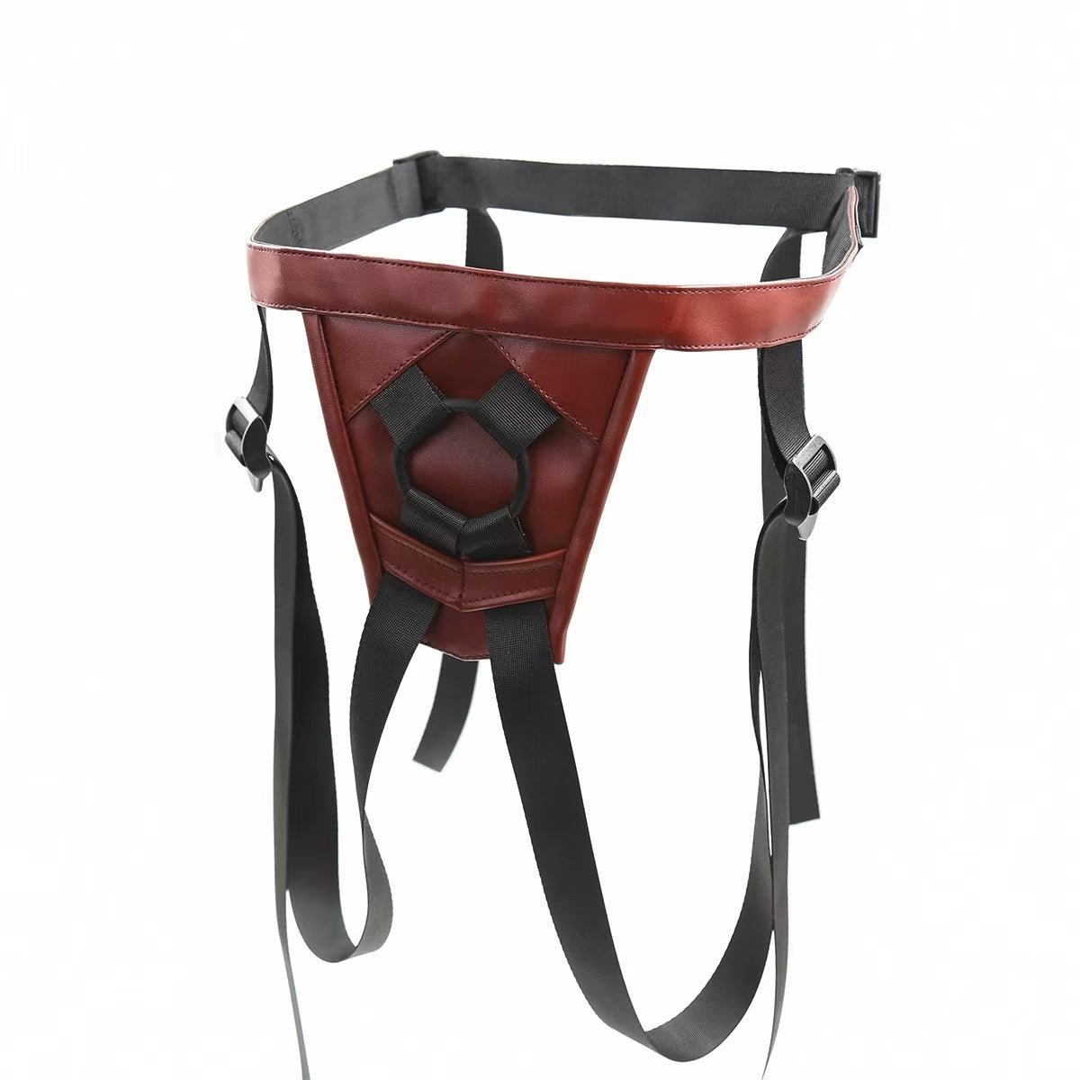 Dark Red Adjustable Binding Strap On Harness