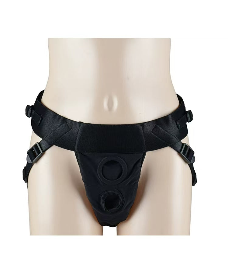 Black Double Hole Strap On Harness
