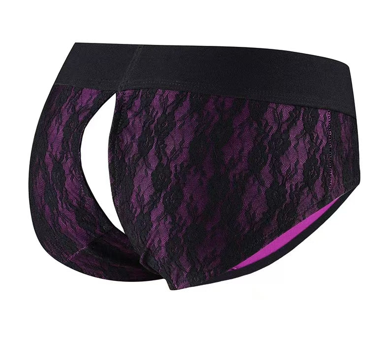 Crochless Pantie Purple Lace Sexy Strap On Harness