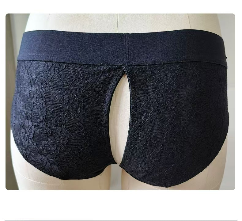 Black Crotchless Sex Aid Strap On Underwear