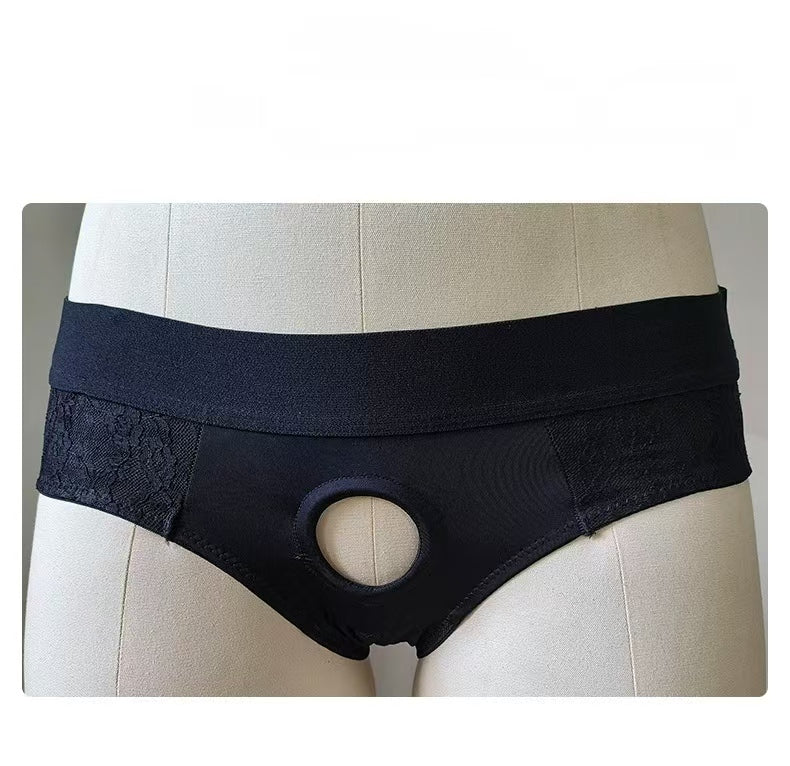 Black Crotchless Sex Aid Strap On Underwear