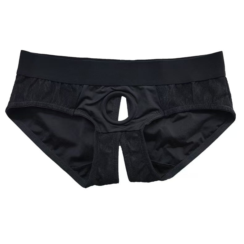 Black Crotchless Sex Aid Strap On Underwear