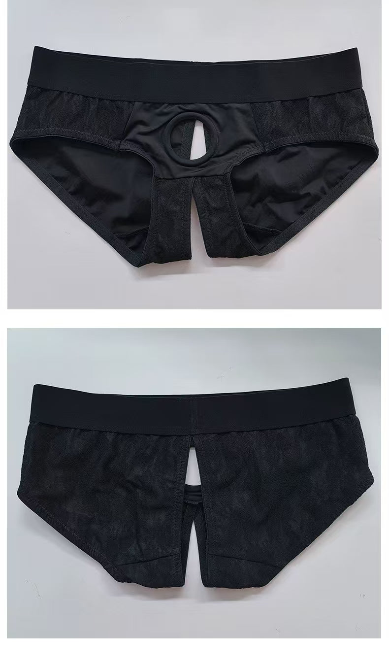 Black Crotchless Sex Aid Strap On Underwear