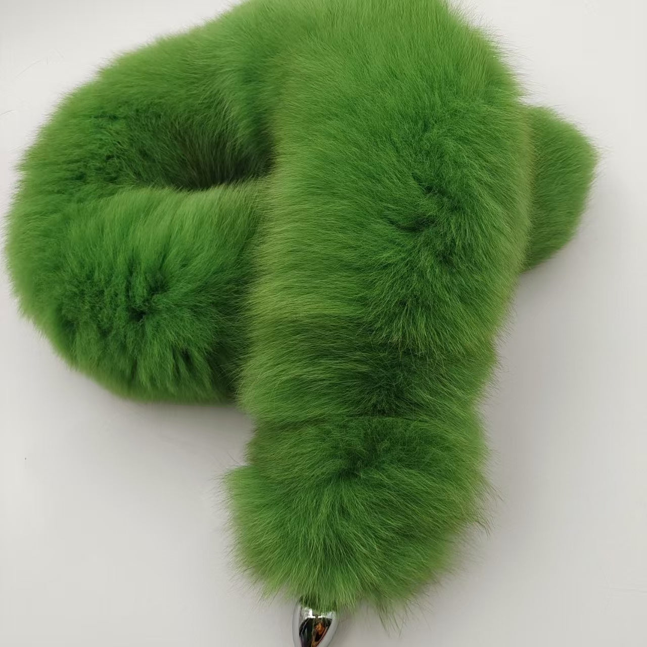 Green Luxury Stainless Steel Fox Tail Butt Plug