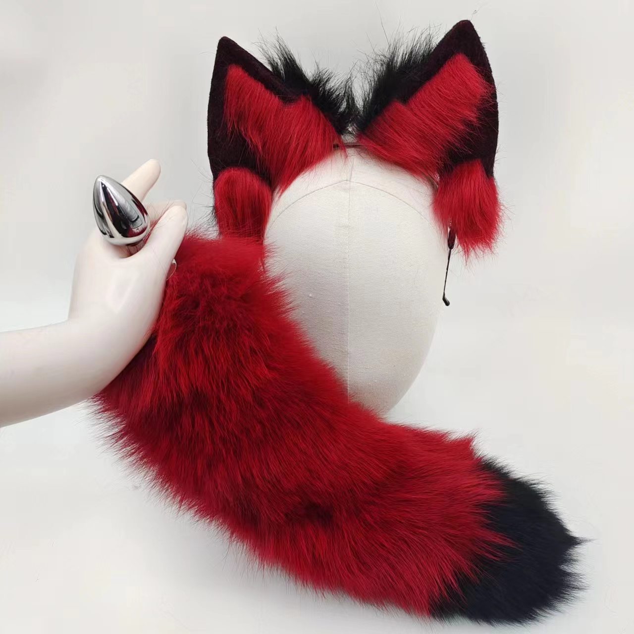 Red Furry Animal Tail Butt Plug