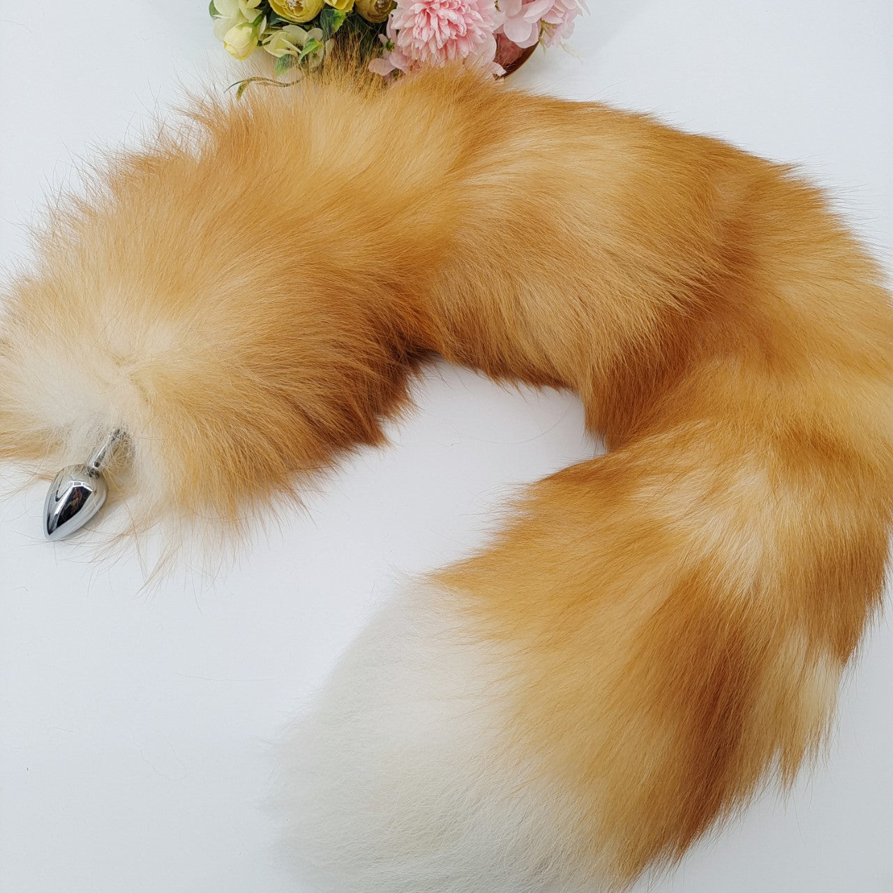 Real Fur Orange-Brown Fox Tail Butt Plug