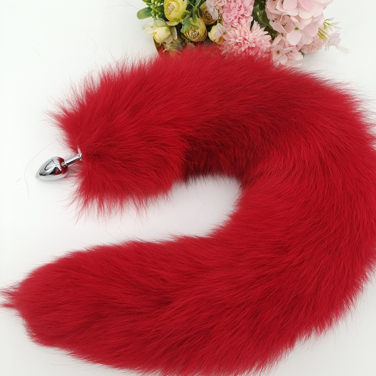 Bright Red Sexy Metal Fox Tail Butt Plug