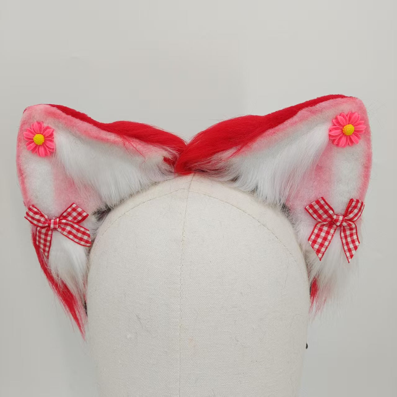 Red Gradient Furry Fox Tail Butt Plug