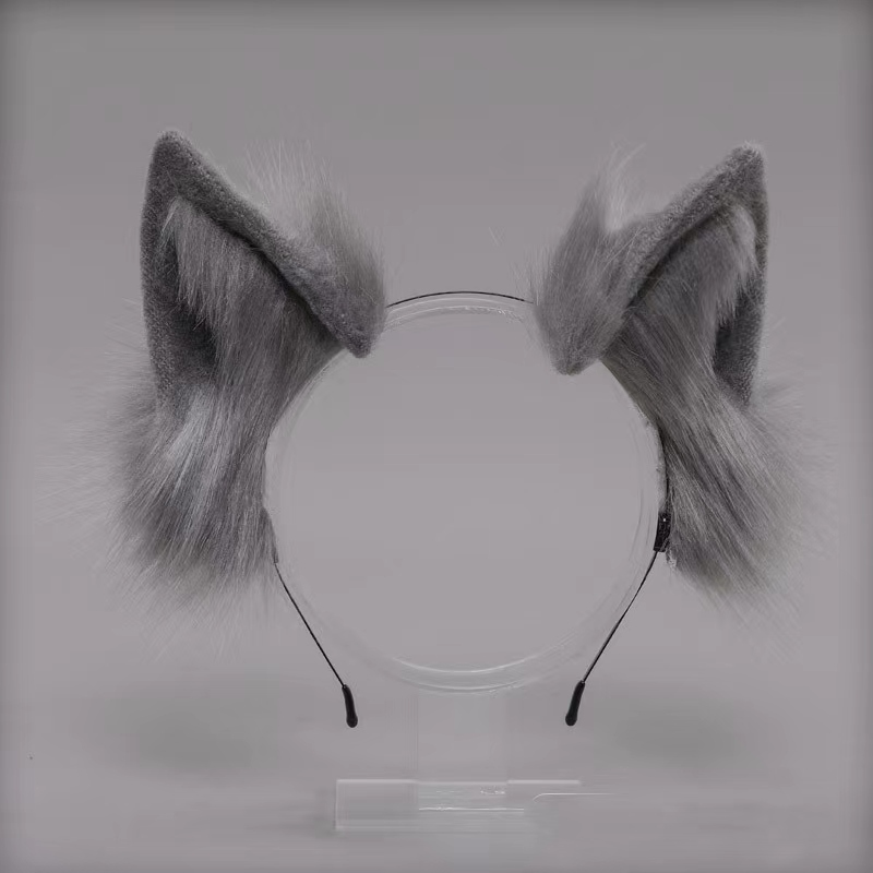Gray Furry Wolf Tail Butt Plug—Set