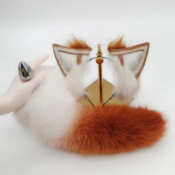 15 Inch Furry Red Fox Tail Butt Plug