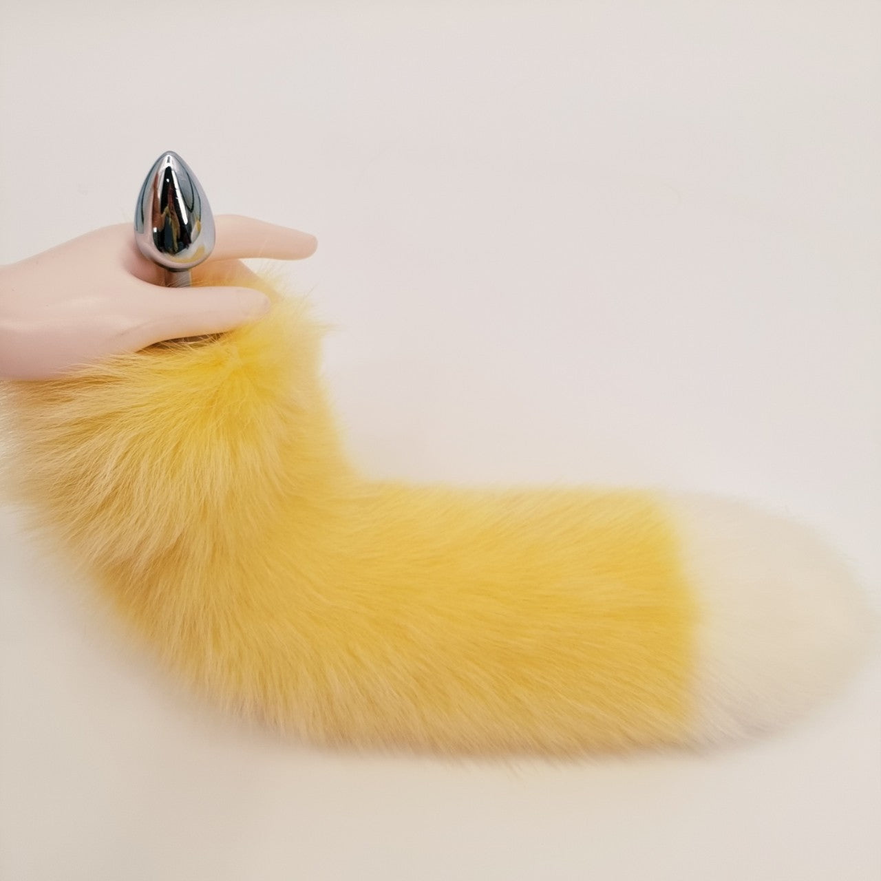 Cute Playful Yellow White Fox Tail Butt Plug