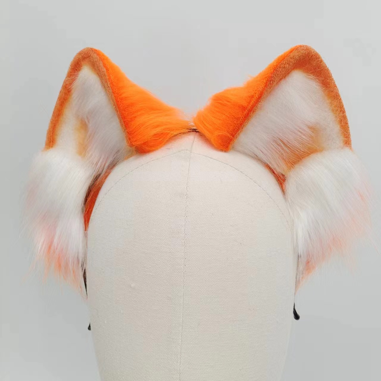 Genuine Leather Orange Plush Fox Tail Butt Plug—Set
