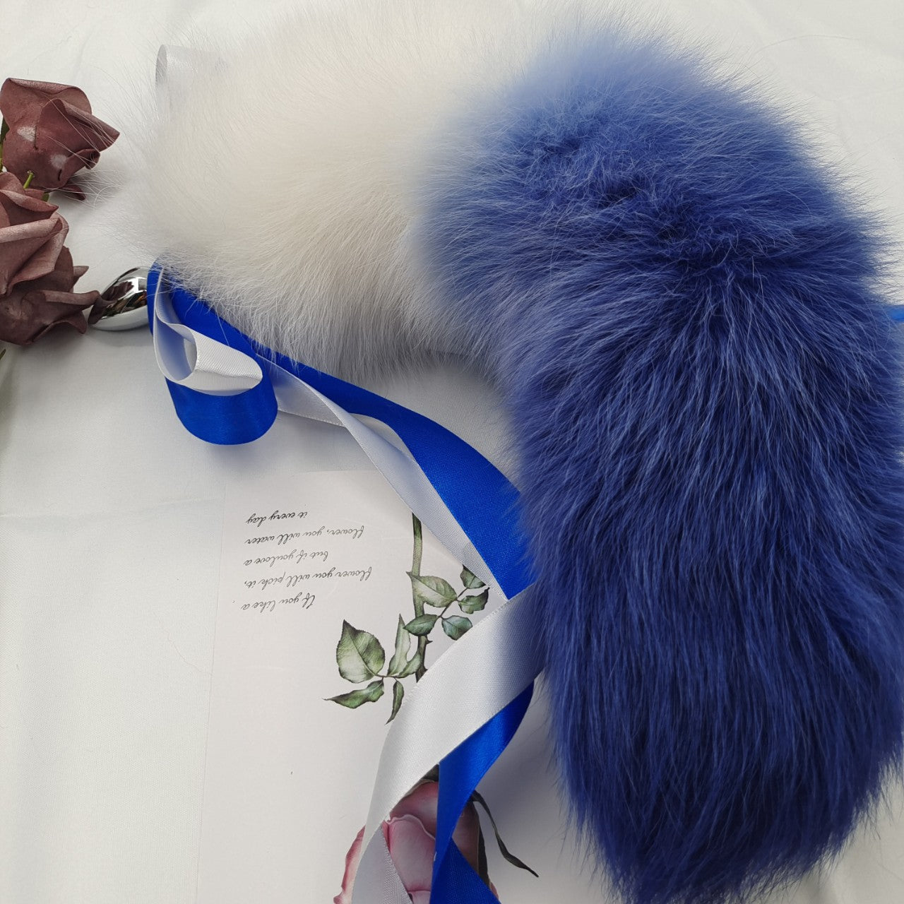 Blue White Gradient 15 Inch Fox Tail Butt Plug