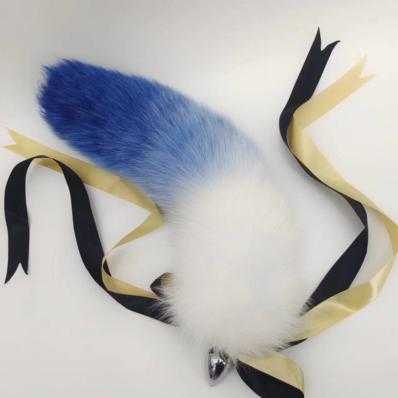 Blue White Gradient 15 Inch Fox Tail Butt Plug