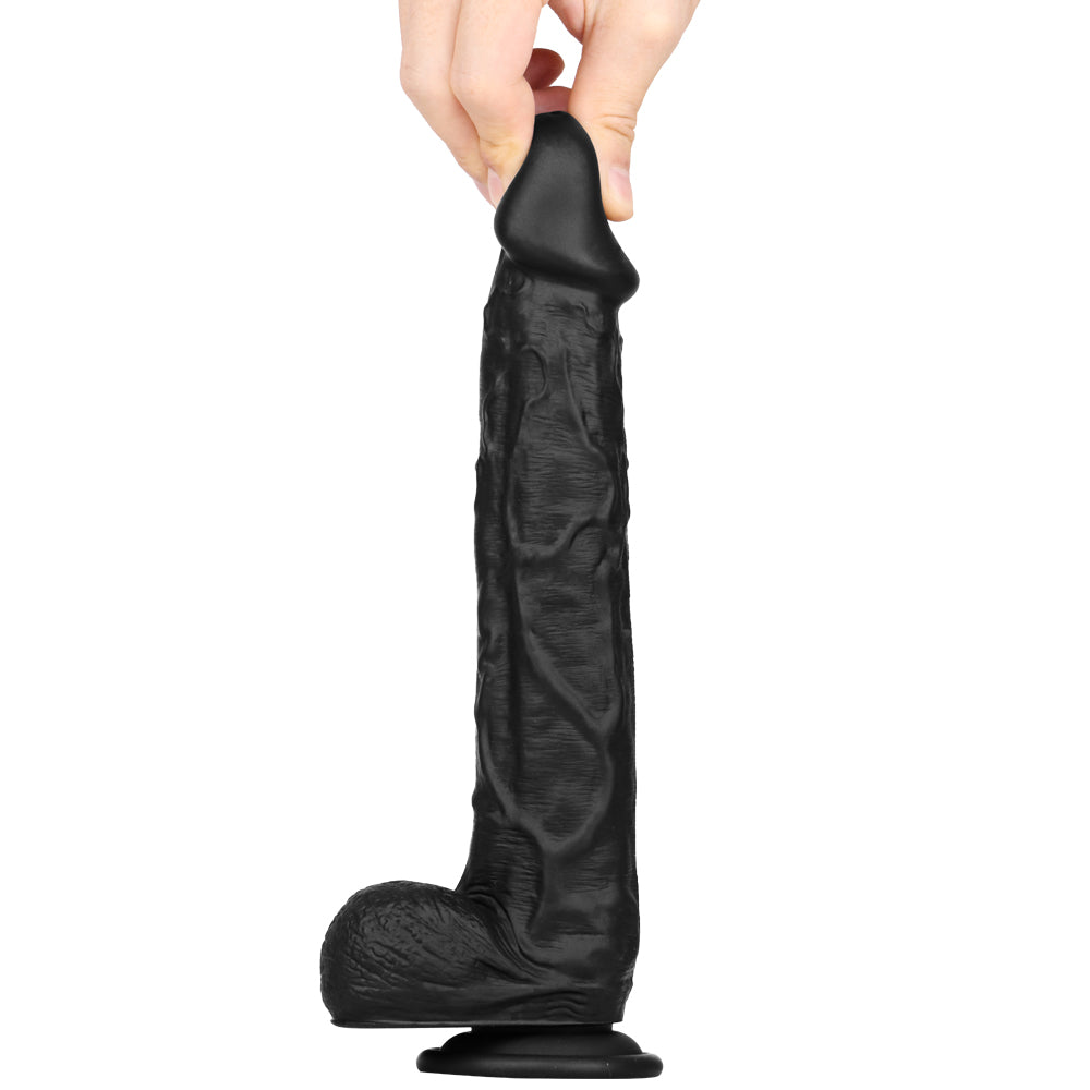 10 Inch Long Soft Black Realistic Dildo