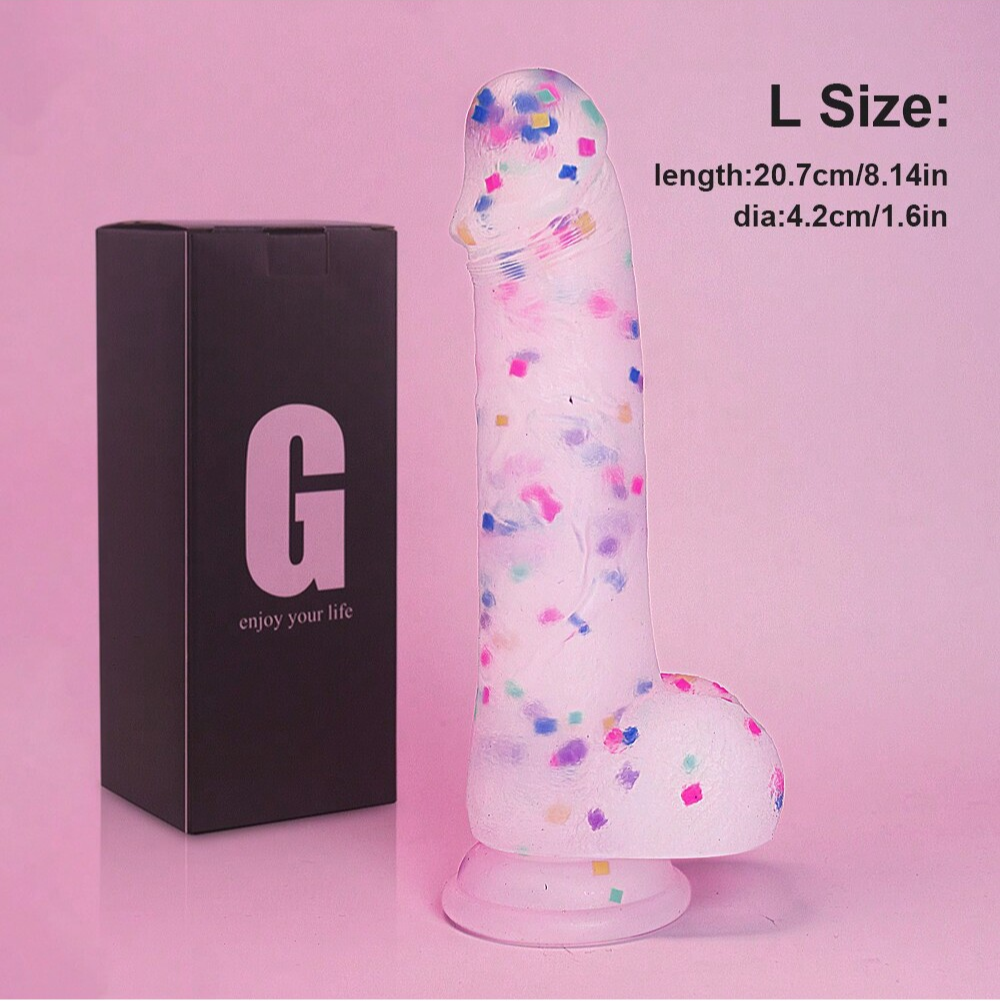 Realistic Clear Confetti Dildo With Strap on