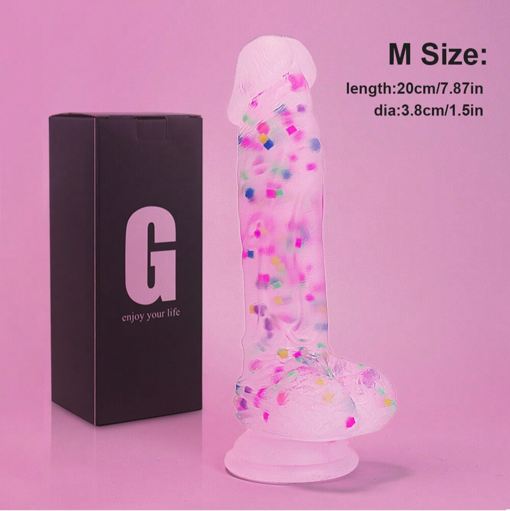 Realistic Clear Confetti Dildo With Strap on