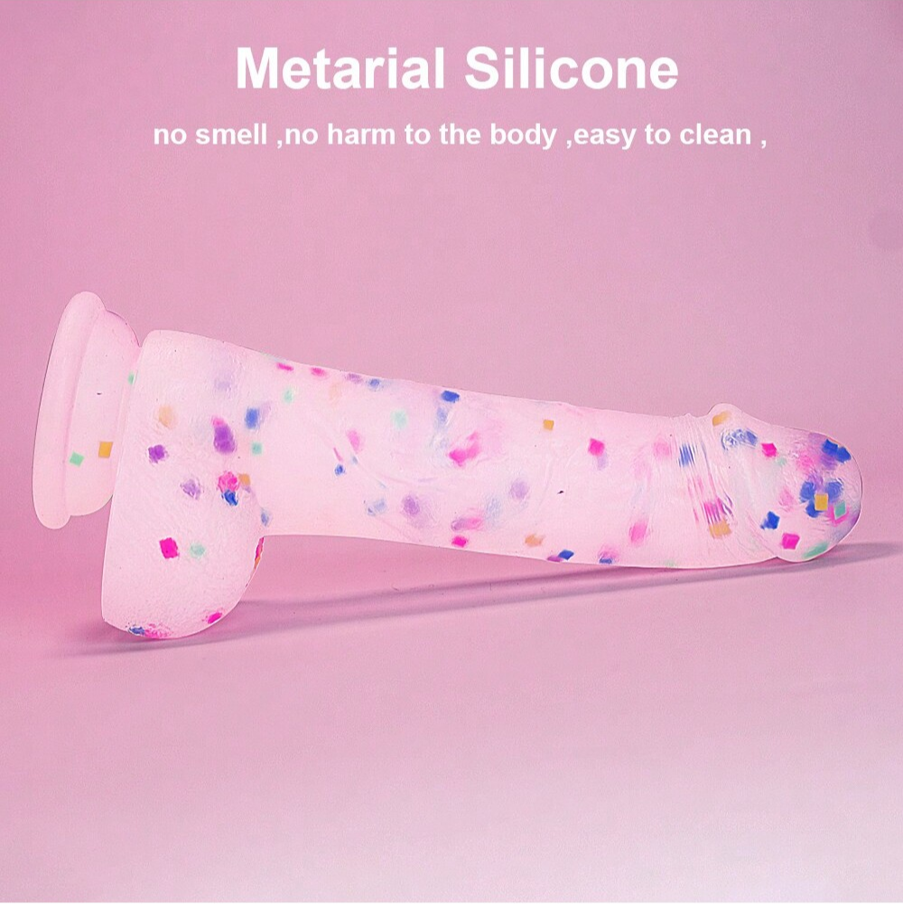 Realistic Clear Confetti Dildo With Strap on