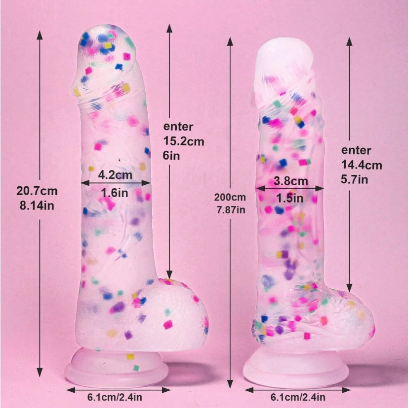 Realistic Clear Confetti Dildo With Strap on
