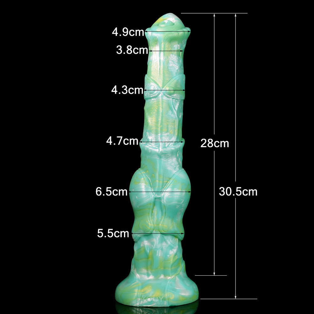 12 Inch Green Long Knot Horse Dildo